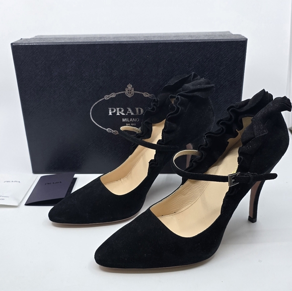 Prada Suede Ruffle Pump - Picture 2 of 9